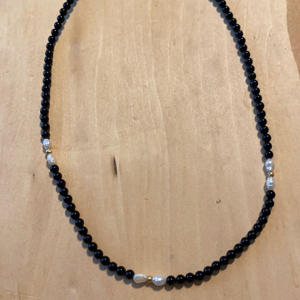 Black onyx and fresh water pearl necklace